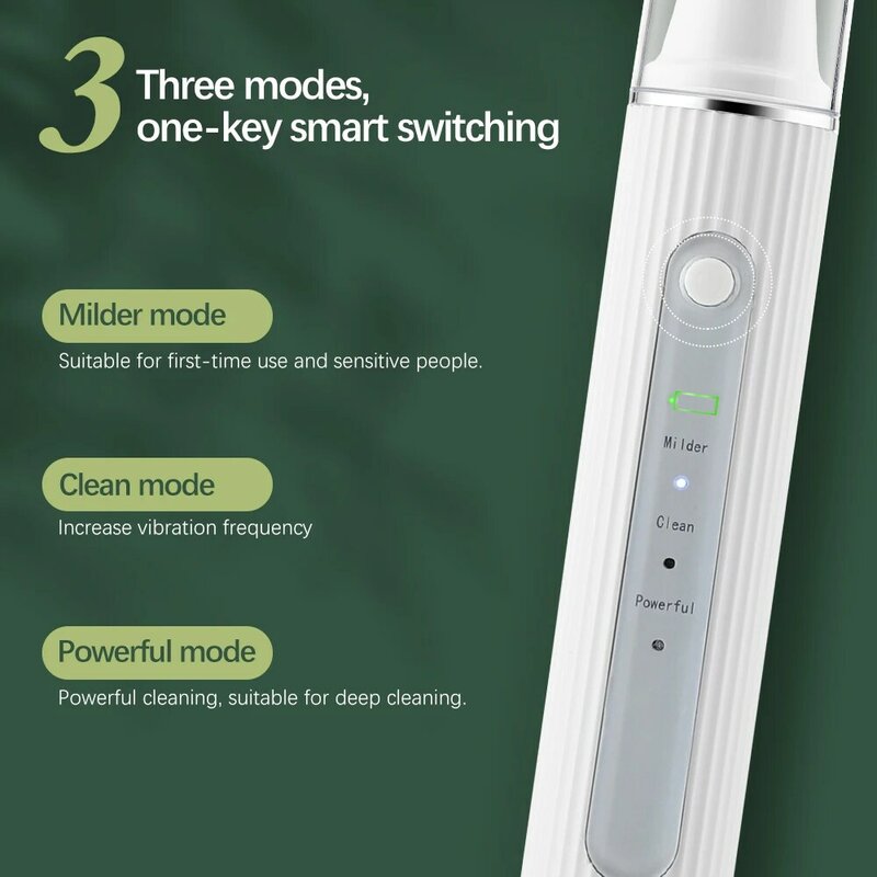 Elektrische ultraschall smart usb 3 modi ipx7 wasserdicht home reinigung ersatz köpfe set
