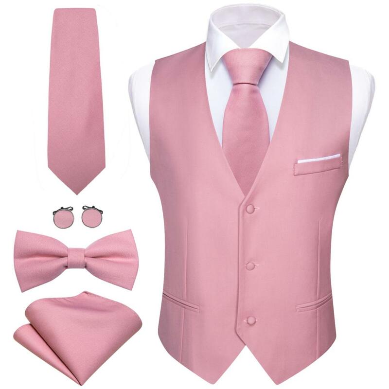 メンズエレガントなピンクの単色サテンベスト,ウエストコート,蝶ネクタイ,ノースリーブジャケット,結婚式,男性,男の子