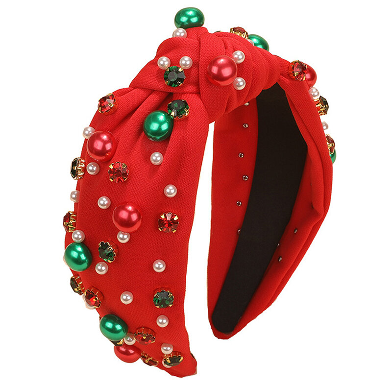 Barroco Natal Beads Pérola Hairband, strass Nó, Headband, Cabelo Acessórios, Adulto, 1Pc