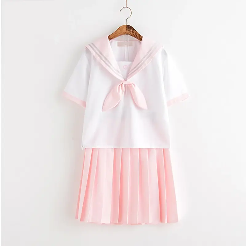 Uniforme escolar japonés rosa claro para mujer, falda JK, uniforme de clase, traje de marinero, traje de viento universitario, 2023