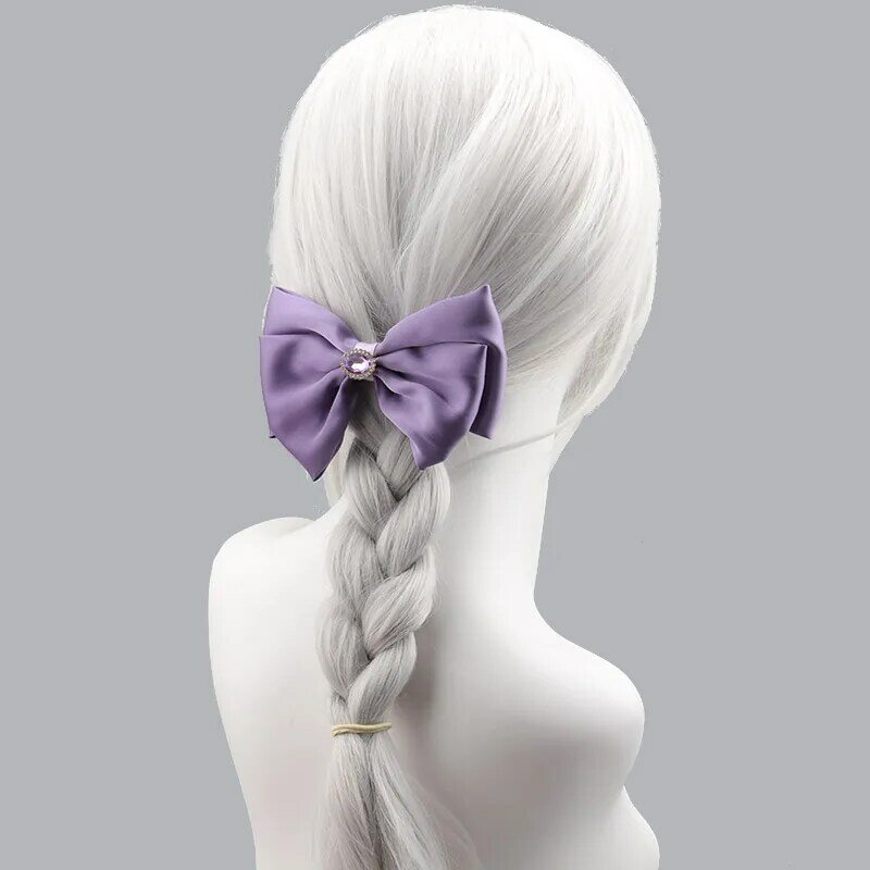 Satin inlaid diamond bow ponytail hair clip, fashionable retro women's hair accessories, high-end and exquisite headwear gift
