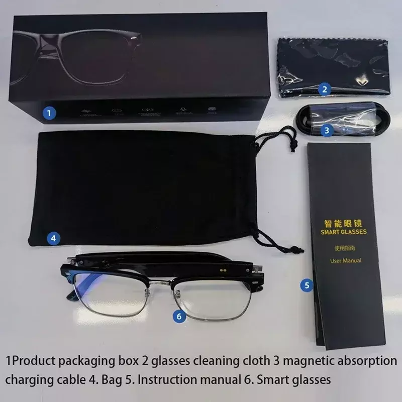 2024 Camera Smart Music Sunglasses Earphones Wireless Bluetooth Headset HIFI Sound Headphone Driving Glasses Hands-free Call