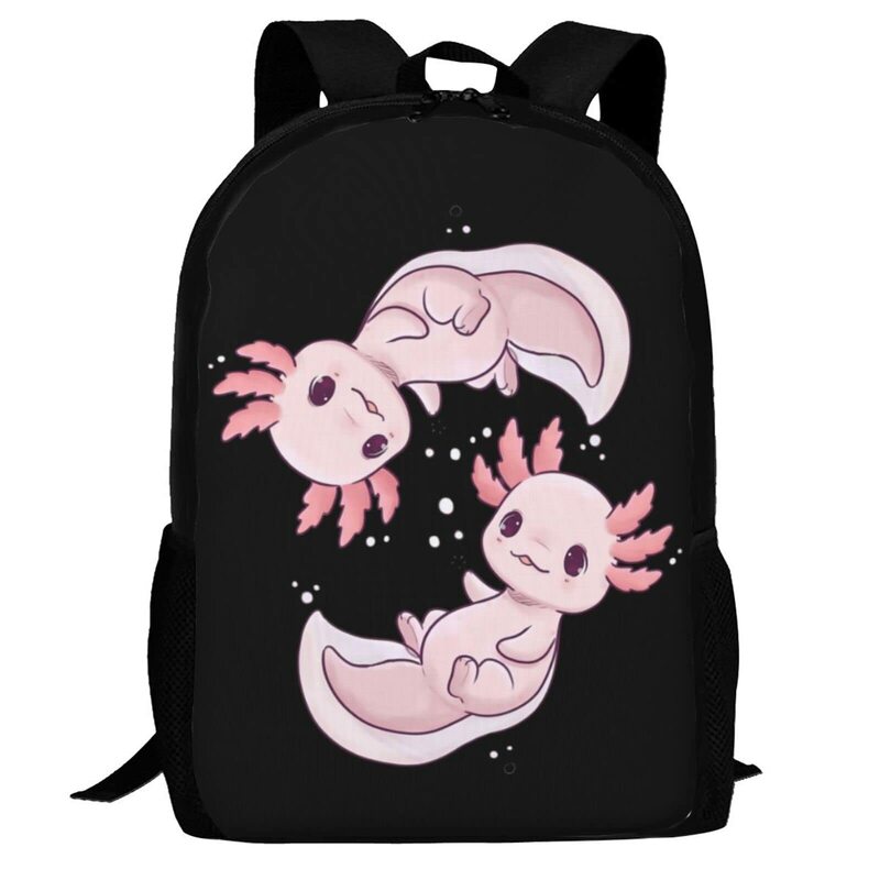 Axolotl ransel pola untuk anak-anak, tas buku anak-anak SD dengan tali dapat disesuaikan, tas sekolah siswa, ringan dipersonalisasi