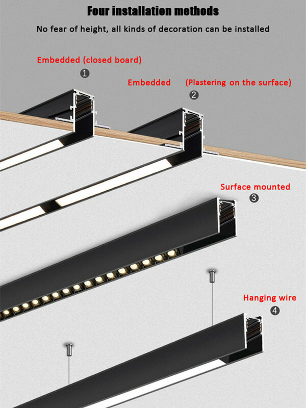 QIUBOSS luci a binario magnetiche moderne faretto a LED incorporato faretto da incasso soggiorno senza luce principale griglia di illuminazione serie di lampade