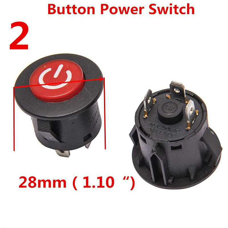 Interruptor de arranque de un botón para coche eléctrico para niños, interruptor de alimentación de 3 pines para coche de batería de bebé