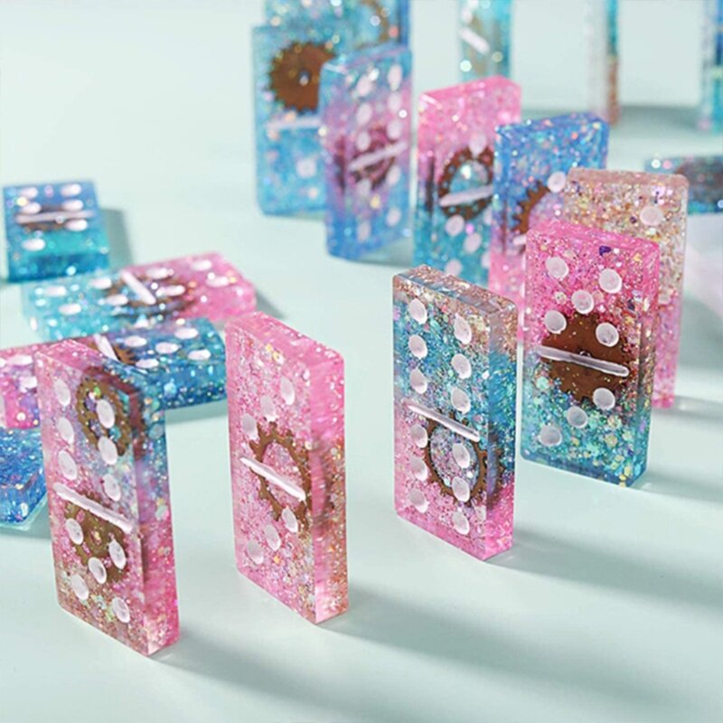 5 Stück Dominosteine ​​Epoxidharzform Dominospiel Spielzeug Silikonform DIY Handwerk Ornamente Schmuck Gießwerkzeug