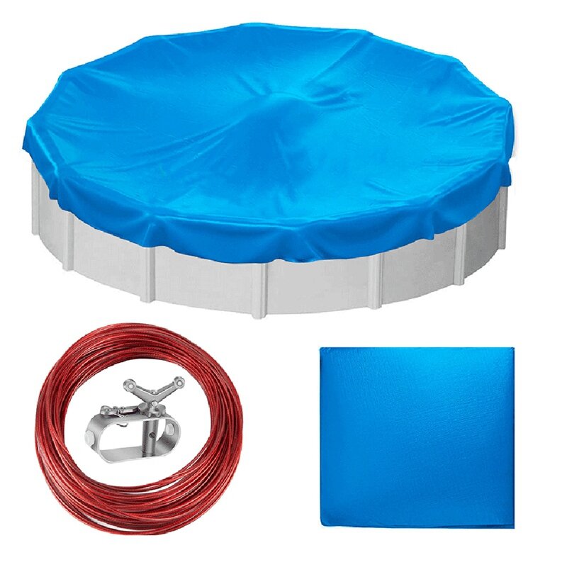 Cubierta Solar redonda de 12 pies para piscinas sobre el suelo, Protector de cubierta de piscina con cabrestante y Cable