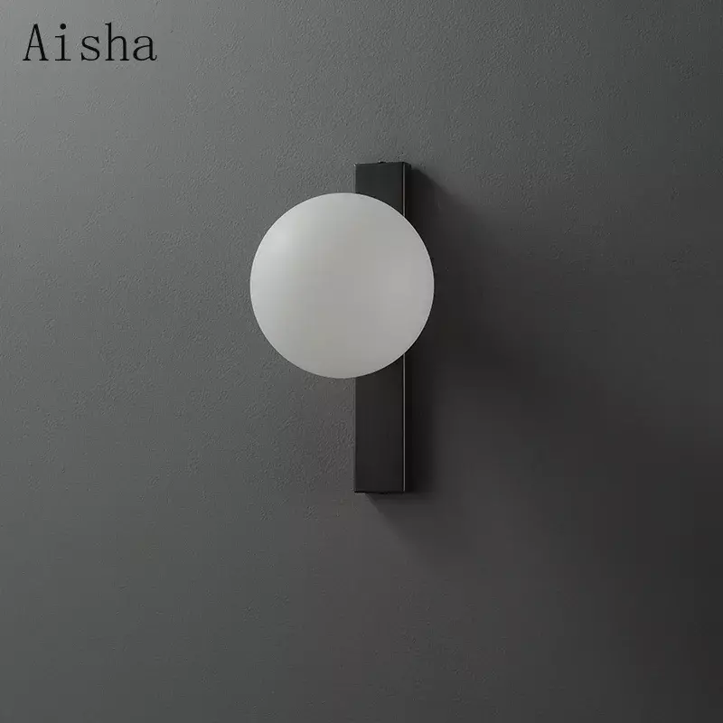 Minimalist Wall Lamp Glass Ball Wall Sconce for Home Bedroom Bedside Lamp Hotel Aisle Living Room Background Wall Light Fixtures