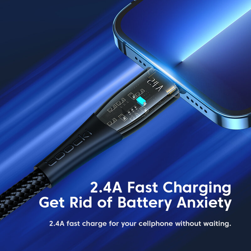 Toocki USB Cable for iPhone14 13 12 11 Pro Max Xs X 8 Plus Cable 2.4A Fast Charging Cable for iPhone Charger Cable USB Data Line