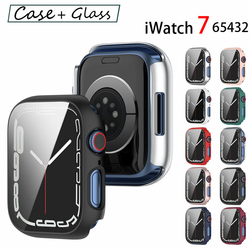 Protetor de tela para apple watch 7 se 6 5 4 caso iwatch 42mm 38mm vidro temperado + capa para apple watch 44/40/41/45mm acessórios