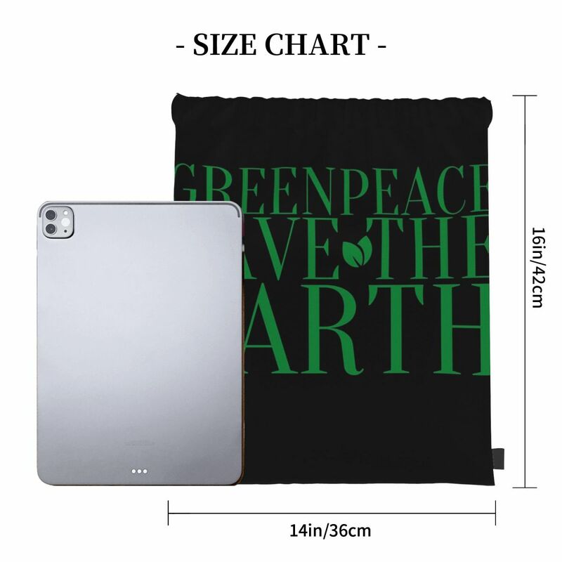 Greenpeace Save The Earth Backpacks Portable Drawstring Bags Drawstring Bundle Pocket Sports Bag Book Bags For Travel School