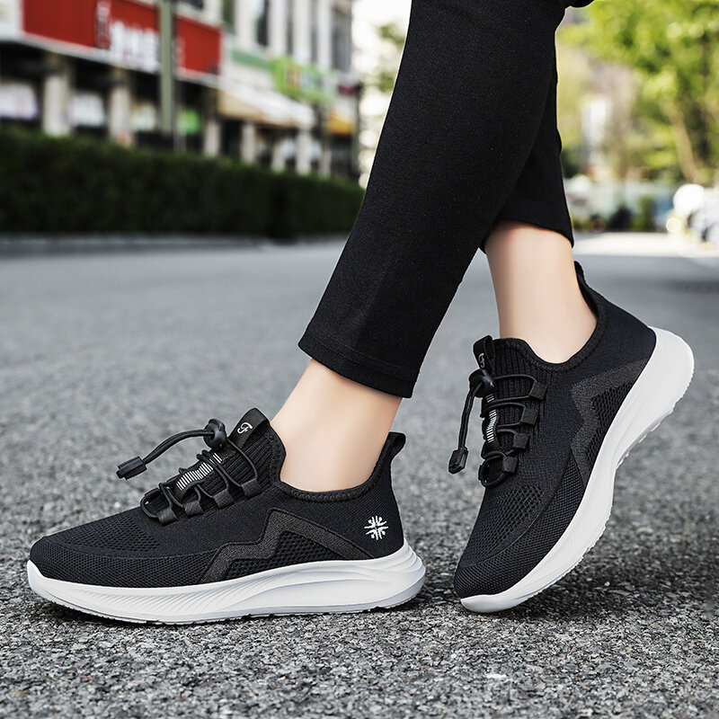 รองเท้าสนีกเกอร์ลำลองสำหรับผู้หญิง, รองเท้าวิ่งแฟชั่นใหม่สำหรับผู้หญิงระบายอากาศได้พื้นเรียบรองเท้าใส่เดิน