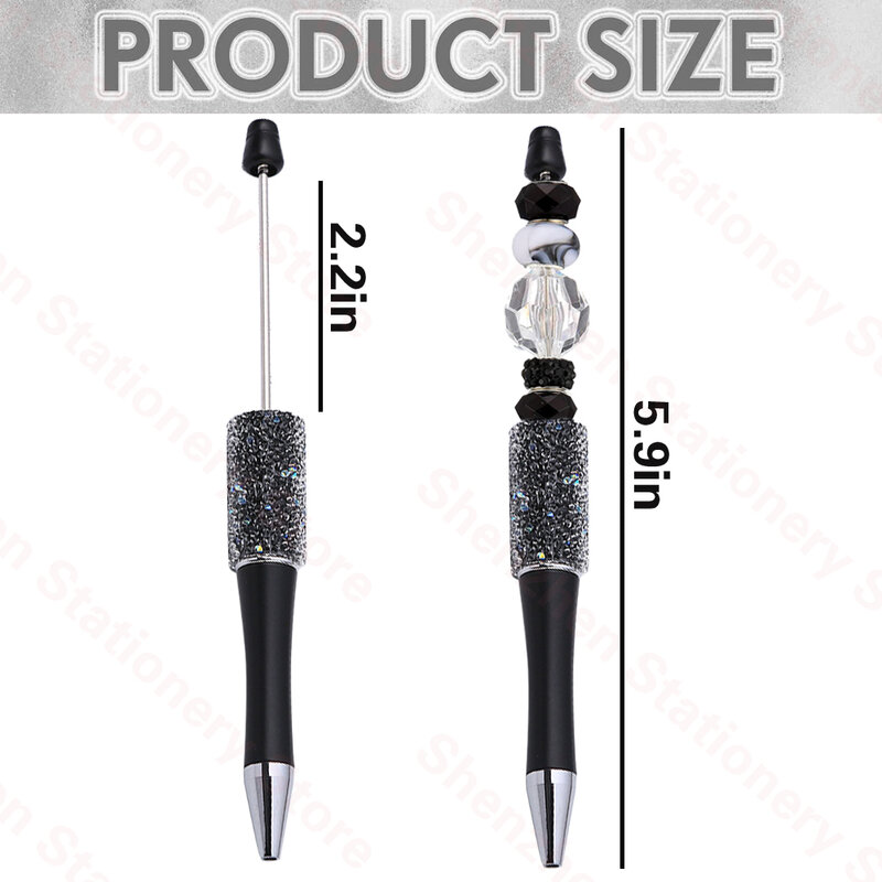 10Pcs Black Full Star Beaded Pen Creative DIY Handmade Sticker Set Diamond Beaded Ballpoint Pens Advertising Gift Pen