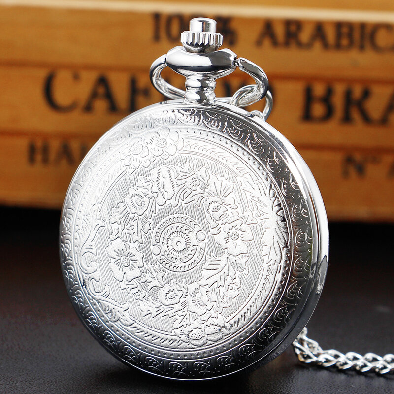 Reloj de bolsillo de cuarzo con Collar de plata clásico Retro Para hombres y mujeres, relojes de cadena de moda informal, reloj de regalo, caliente
