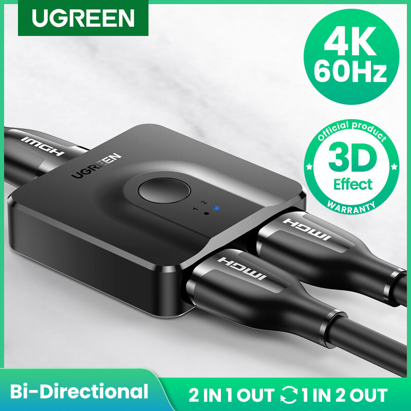UGREEN-HDMI 분배기 3D 4K 샤오미 미 박스 양방향 HDMI 스위처 케이블, Xbox PS4 TV 박스 분배기 HDMI 케이블 스위처