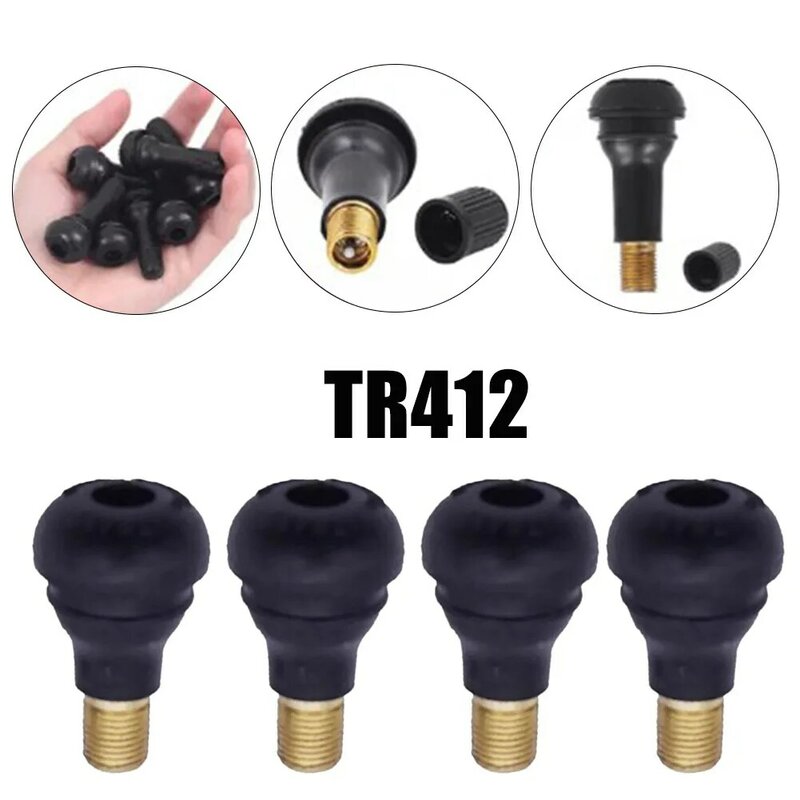 4Pcs Universal TR412 Snap-in Rubber Car Vacuum Tire Tubeless Tyre Valve Stems For Auto Motorcycle ATV Wheel Accessories