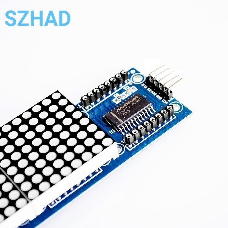 Módulo de matriz de puntos MAX7219 para microcontrolador Arduino, pantalla 4 en 1 con Línea 5P
