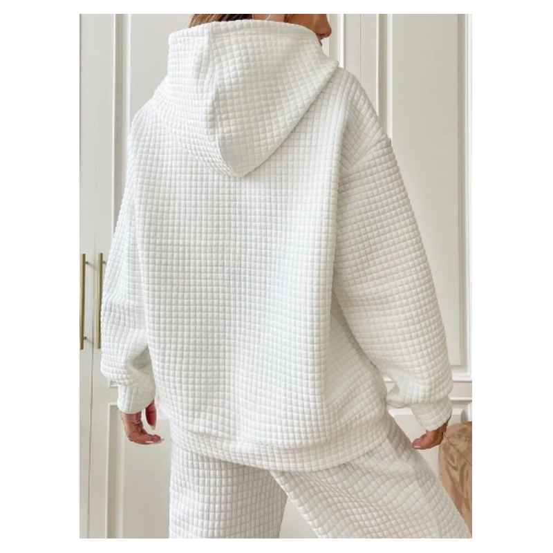 Waffle Drawstring Hoodie 2023 Autumn/Winter New Sweater Loose Casual Fashion Long Sleeve Women's Top B0021
