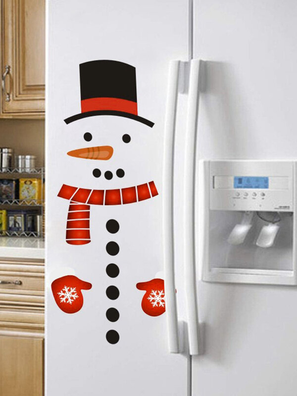 눈사람 냉장고 자석 스티커 세트, 재미있는 창 스티커, 휴일 크리스마스 장식