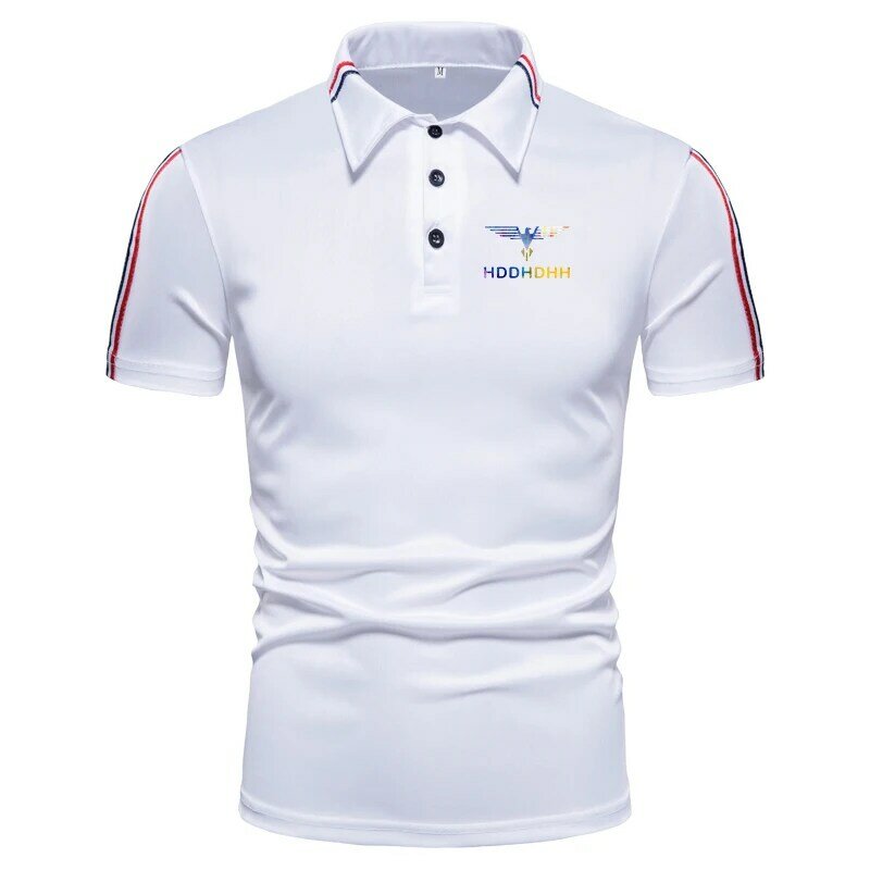 Letnia odzież golfowa męska koszulka Polo z krótkim rękawem z nadrukiem marki hddhhh na casualową bluzkę w jednolitym kolorze