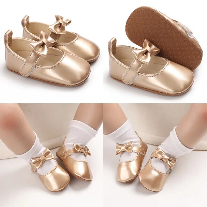 Primavera e autunno nuovo stile scarpe bambina moda bambino Binyag appartamenti principessa fiocco suola morbida sandali da battesimo per bambini appena nati