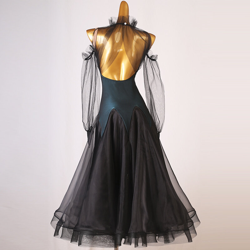 Robe de Concours de brevde Salle de Bal Sexy, Vêtement de Valse en Maille, Standard National, Tenue de Tango