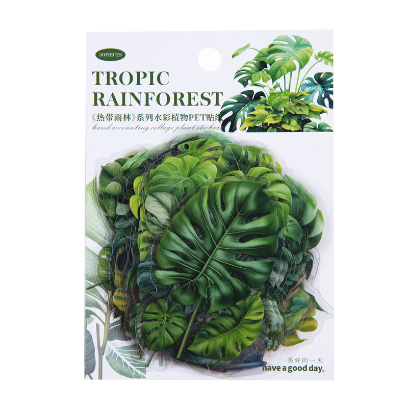 Autocollant de forêt tropicale pour animaux de compagnie, série vintage, plante, fleur, créatif, bricolage, journal, collage, matériel de décoration, papeterie, 30 feuilles