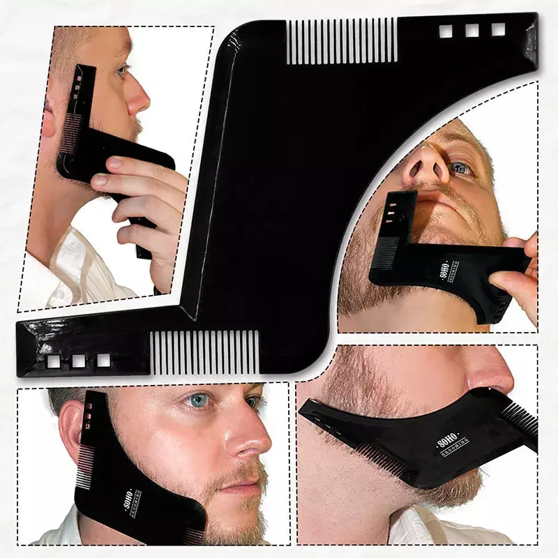 1pc Beauty Tools Men Beard Styling Template Comb Transparent Men's Beards Combs for Hair Beard Trim Templates Hairstyles