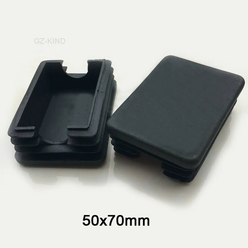 Tapas rectangulares de plástico, 1/2/5/10 piezas, 50x70mm, color negro