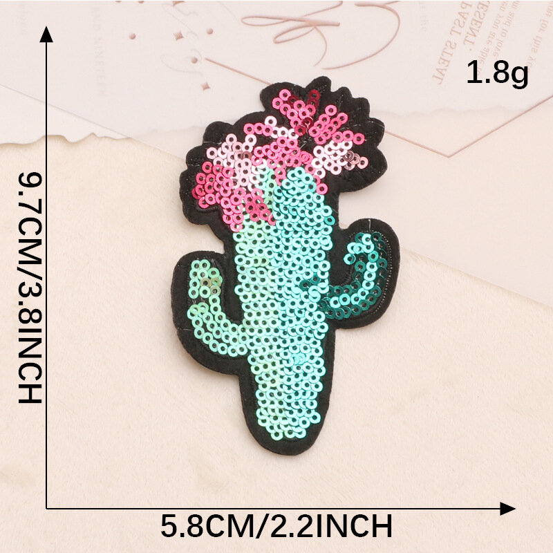 2024 New Embroidery Patches DIY Sequins Sunflower Cactus Iron On Stickers Badges Headwear Emblem Clothing Bag Fabric Accessories