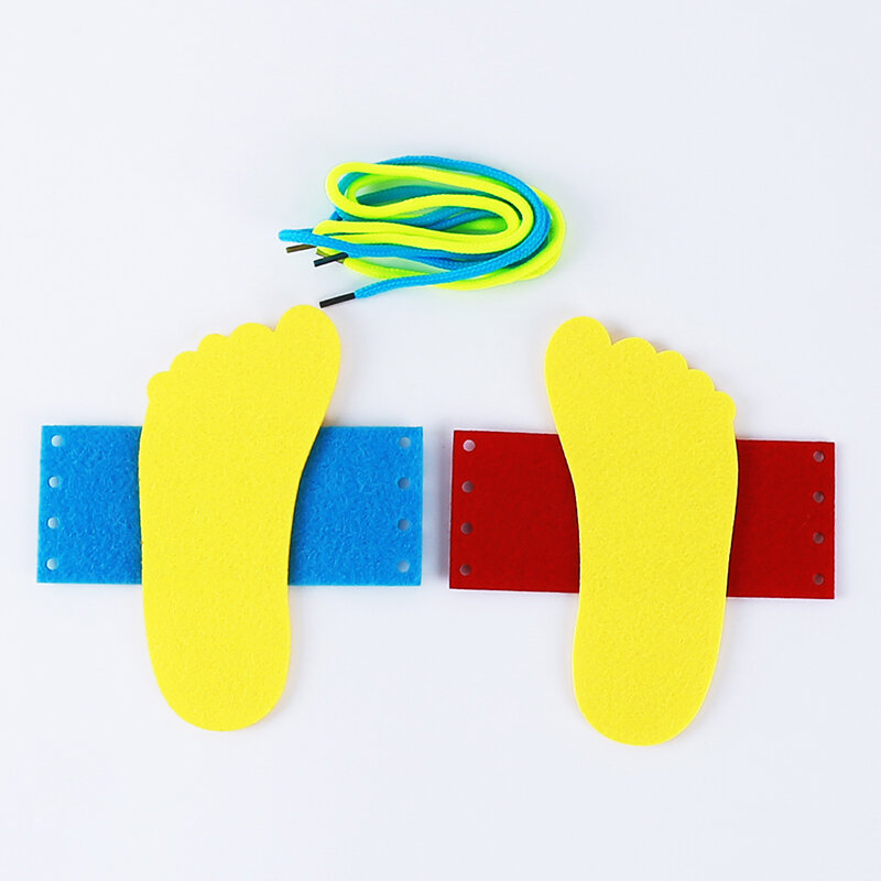 Clever Children Wooden Lacing Shoes Kids Early Educational Toy Toddler Kids Teaching Tie Shoelaces Toy