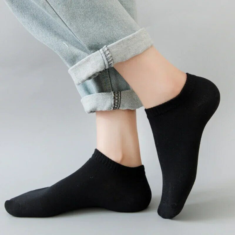 5/10Pairs Women Men New Socks Low Cut Breathable Business Boat Sock Solid Color Comfortable Ankle Thin Casual White Black Summer