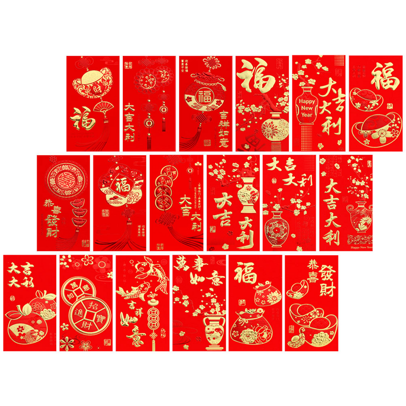 ซองแดงปีใหม่ Hongbao กระเป๋าสีแดงสำหรับปีใหม่เทศกาลฤดูใบไม้ผลิวันเกิดแต่งงานกับของขวัญสีแดงซองเงิน