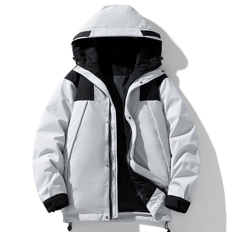 Chaqueta de plumón de pato blanco para hombre, chaqueta de plumón con capucha gruesa y cálida para jóvenes, invierno, 2024