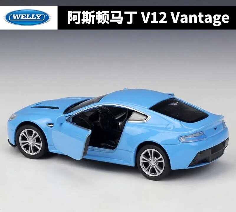WELLY 1:36 Aston Martin V12 Vantage Simulator Diecast Logam Model Mobil Tarik Kembali Mobil Logam Campuran Mainan Mobil Kendaraan untuk Anak-anak Hadiah