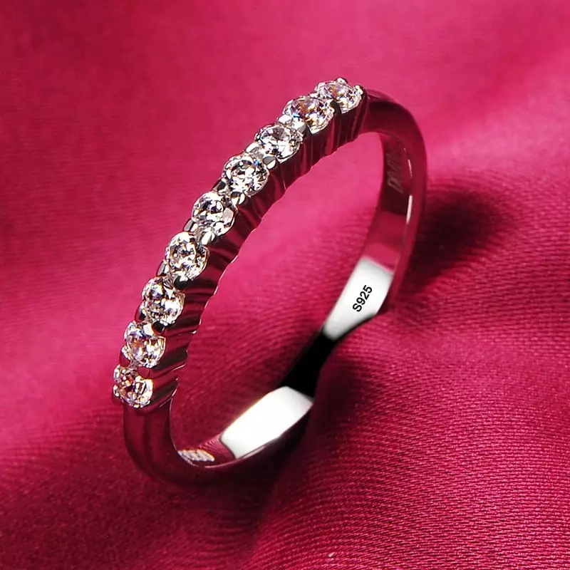 Never Fade 100% originale anello in argento tibetano intarsio in pietra di Zirconia naturale fede nuziale placcata in oro bianco di lusso per regalo da donna