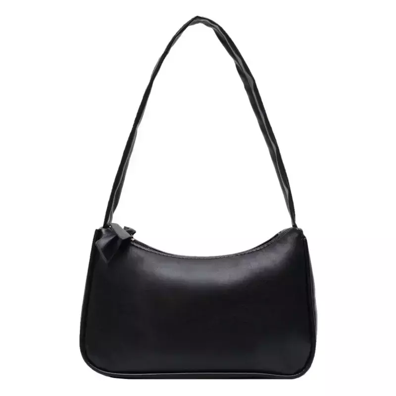 BBA173 tas selempang kulit PU lembut wanita, tas ketiak ungu Retro warna Solid desain modis kecil untuk wanita