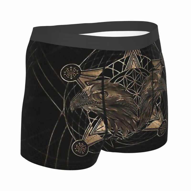 Hawk Head In Sacred Geometry Composition Underwear Greek Boxer Shorts Quality Men's Panties Breathable Shorts Briefs Gift Idea