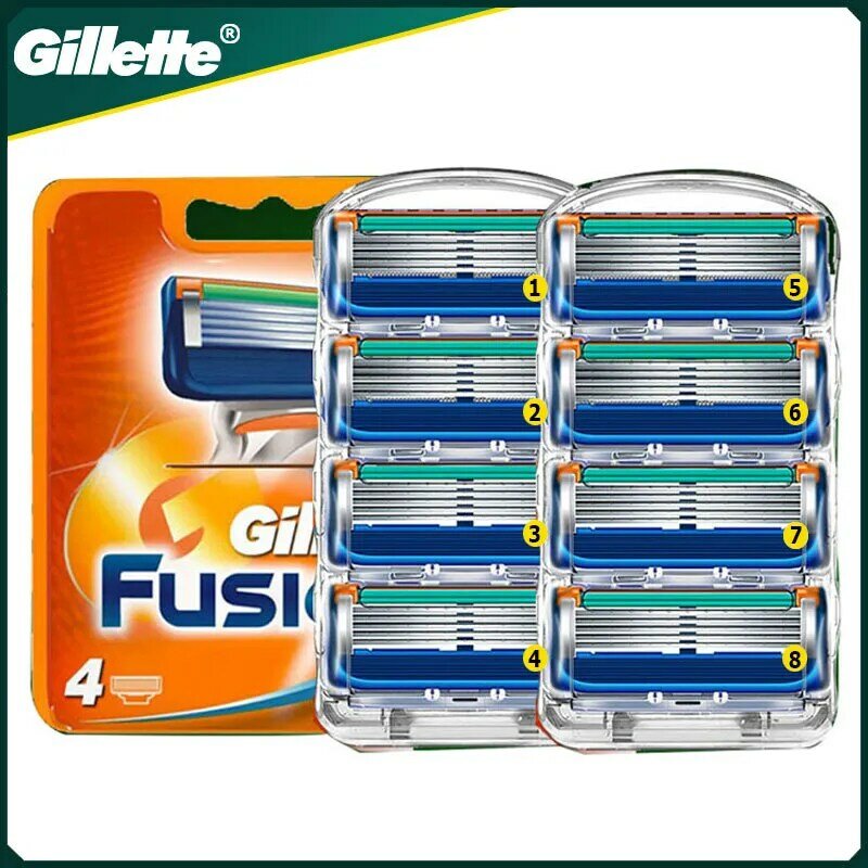 Gillette Fusion Scheermesjes 5 Lagen Voor Man Face Veiligheid Zorg Handleiding Scheerkop Vervanging Professionele Baard Scheermesjes
