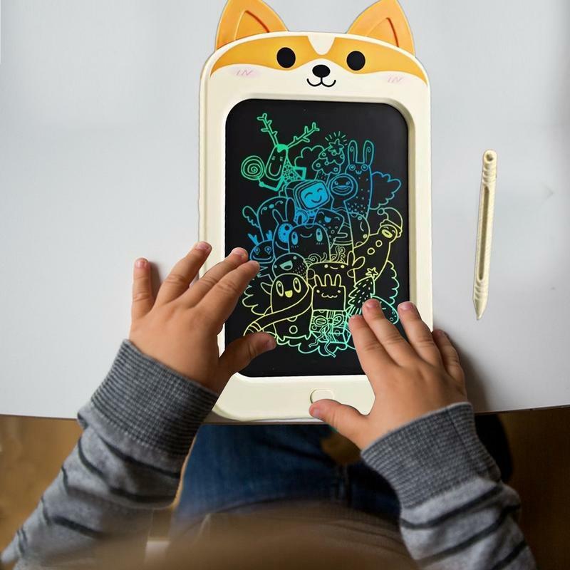 Tablet LCD colorido escrita para crianças, prancheta, bloqueio de tela dos desenhos animados, a pilhas, 10 polegadas
