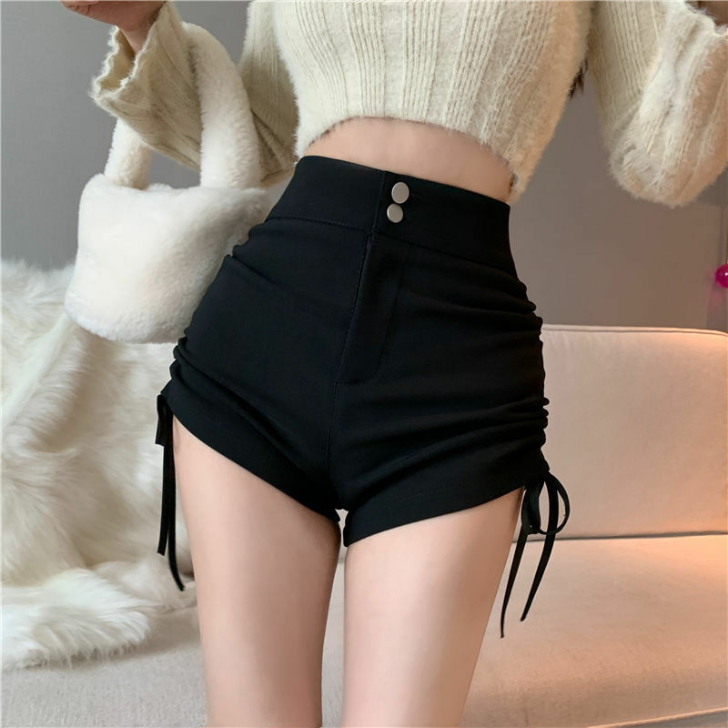 Beute enge kurze Hosen für Frauen zu tragen hohe Taille schwarze Damen Shorts dünne Mini sexy Outfits Modetrend 2024 niedrigen Preis