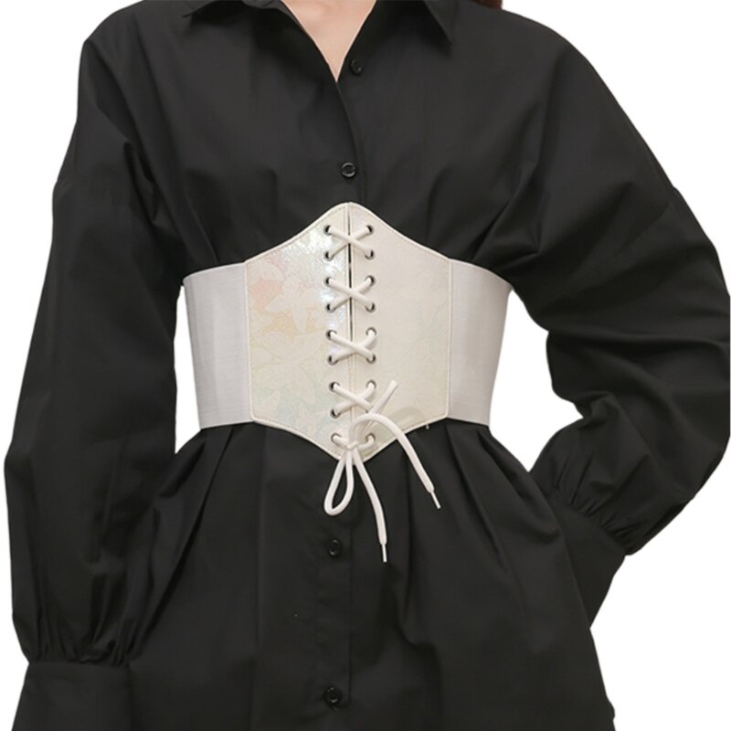 Impressão exclusiva decoração feminina cintura espartilho largo cinto couro falso feminina emagrecimento cintura