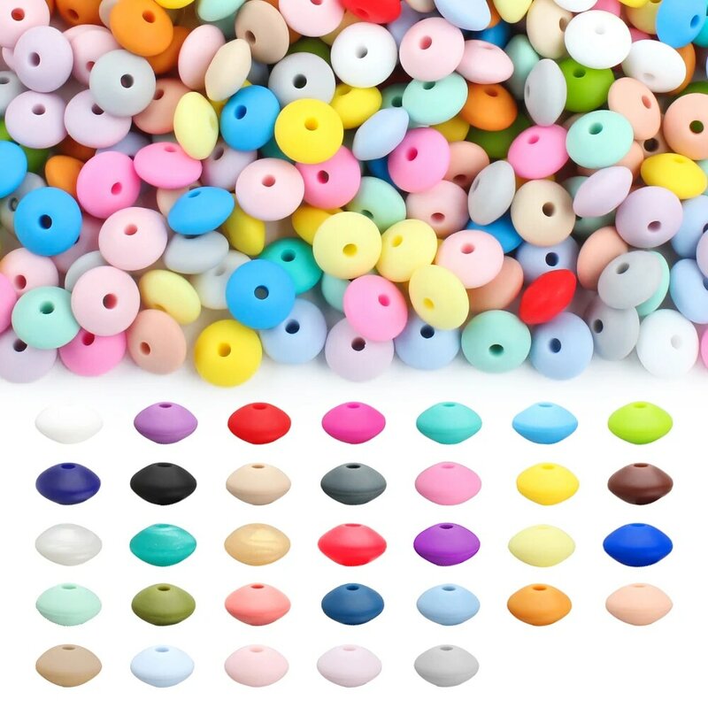 25pcs 12mm Baby Silicone Teething Lentil Beads Newborn Pacifier Chain Pearl DIY Teether Necklace Jewelry Oral Care Toys BPA Free