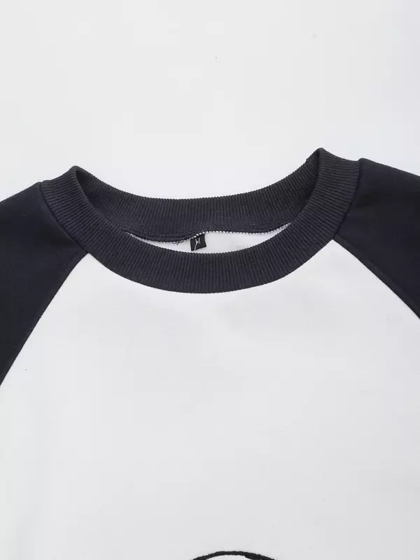 Sweat-shirt rétro à manches longues pour femmes, pull polyvalent, haut chic, broderie de lettres, décoration adt, nouvelle mode, 2024