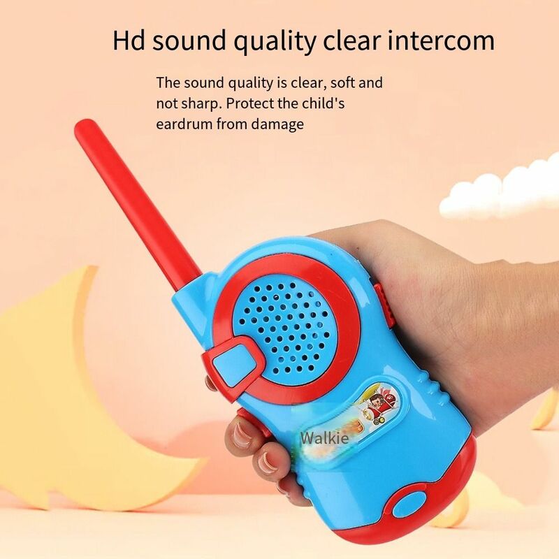 2 Pack Walkie talkie per bambini a lungo raggio portatile palmare Cartoon radio bidirezionale elettronico facile da usare giocattoli per bambini al coperto