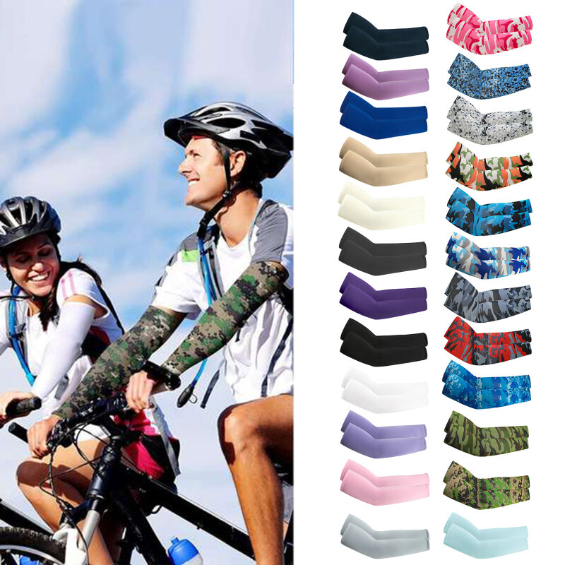 Unisex Cooling Arm Sleeves Cover Cycling Running UV Sun Protection Outdoor Men Women Cool Arm Sleeves For Hide Tattoos