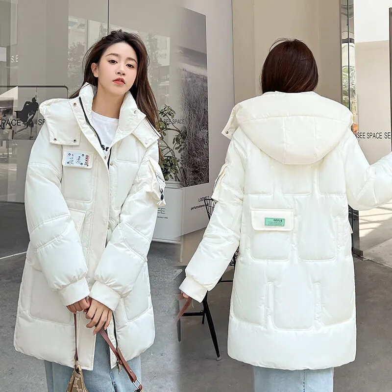2023 Winter Women Jacket Coats Long Parkas Female Down Cotton Hooded Overcoat Thick Warm Jackets Windproof Casual Student Coat