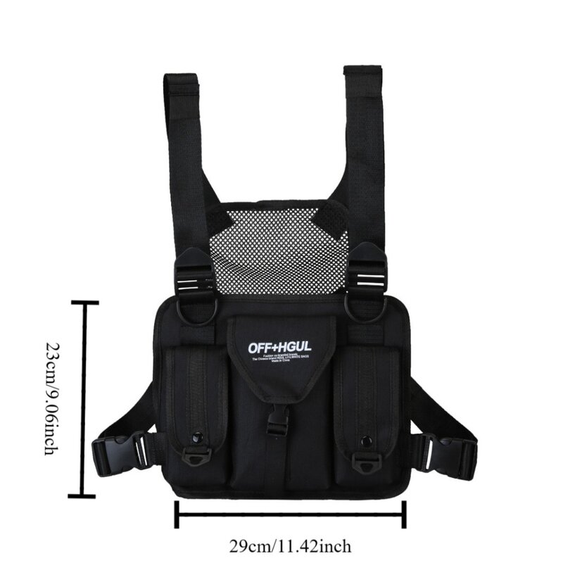 Wear-resistant Cool Backpack Fashionable 4 Colors Nylon Vest Bag Adjustable Reflective Design Chest Pack Men/women