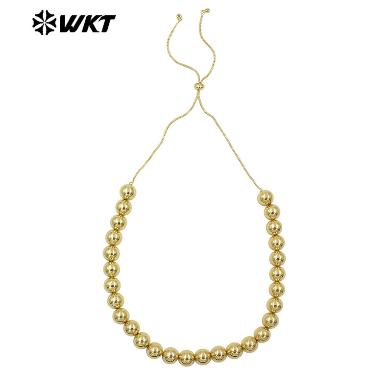 WT-JFN13 Großhandel beliebtesten Hands trang runde Kugel Perlen 18 Karat echt vergoldet einfache einzigartige Kette Halskette unterschied licher Größe