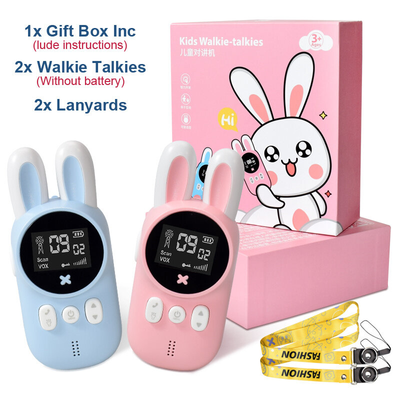Walkie-talkie 2 piezas para niños, Mini transceptor de mano, alcance de 3KM, cordón de Radio UHF, interfono, regalo